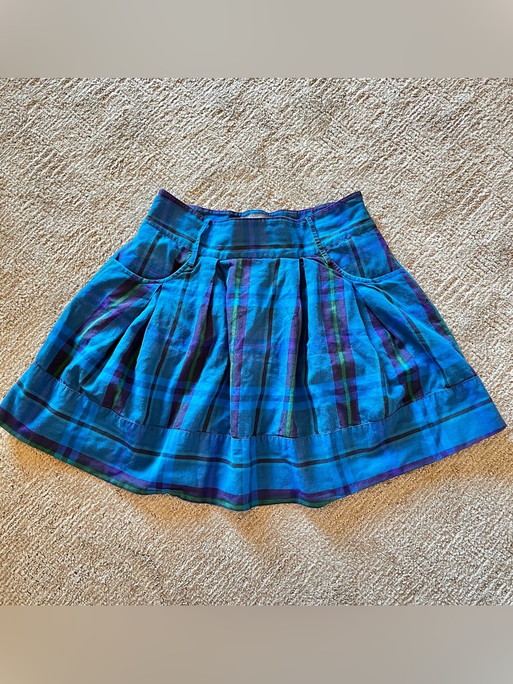 Y2K vintage Blue Plaid Pleated Women's Skirt